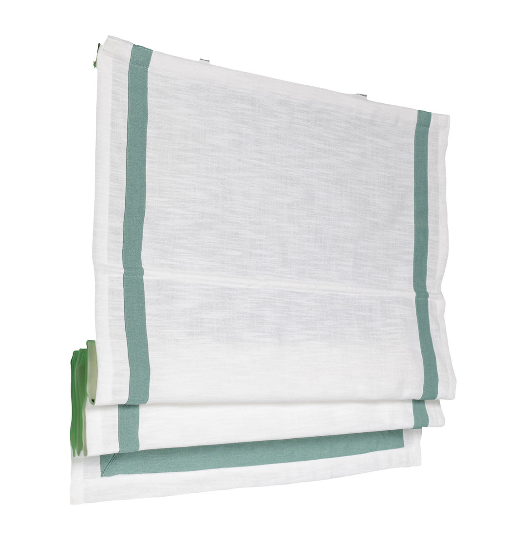 Colored Trim Roman Shades,White with Trim Custom Designer Fabric Blinds