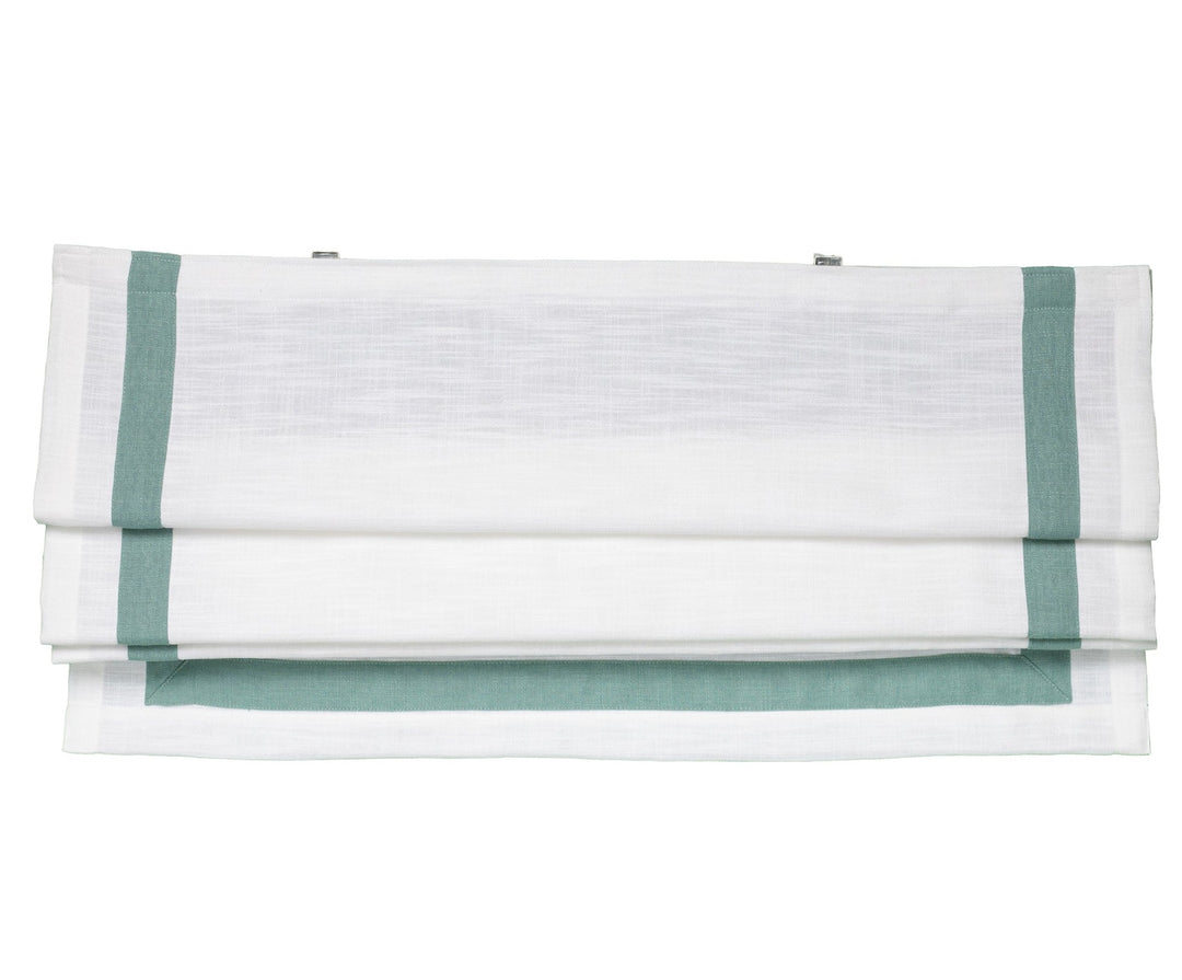 Colored Trim Roman Shades,White with Trim Custom Designer Fabric Blinds