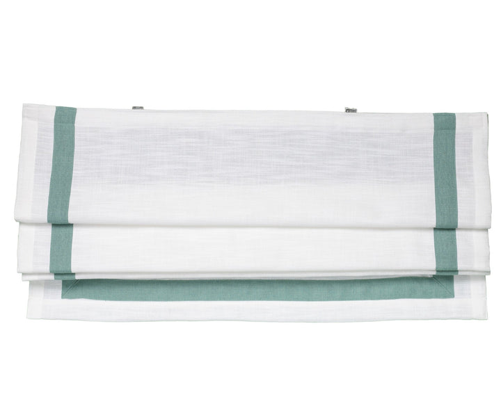 Colored Trim Roman Shades,White with Trim Custom Designer Fabric Blinds