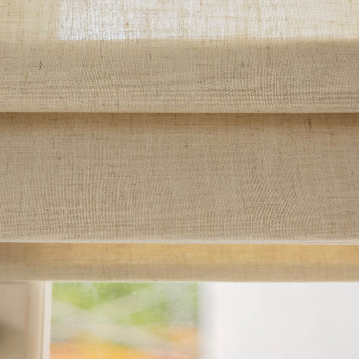 Mid Weight Linen Blend Custom Roman Shades, Flat Fold Fabric Blinds, Made to order