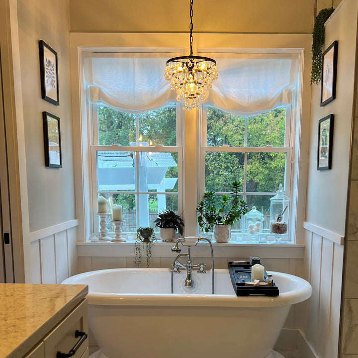 bathroom window treatment relaxed style 