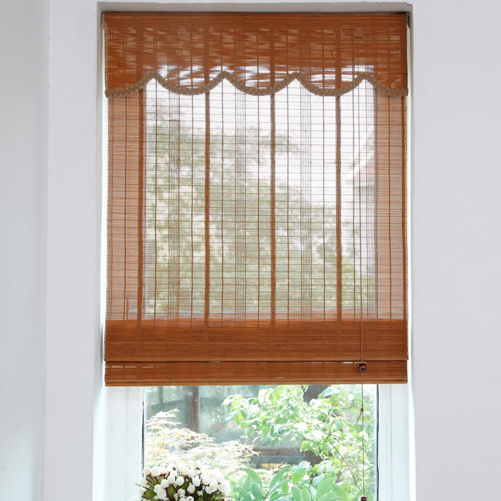 Custom Bamboo Shades with Scallop Valance