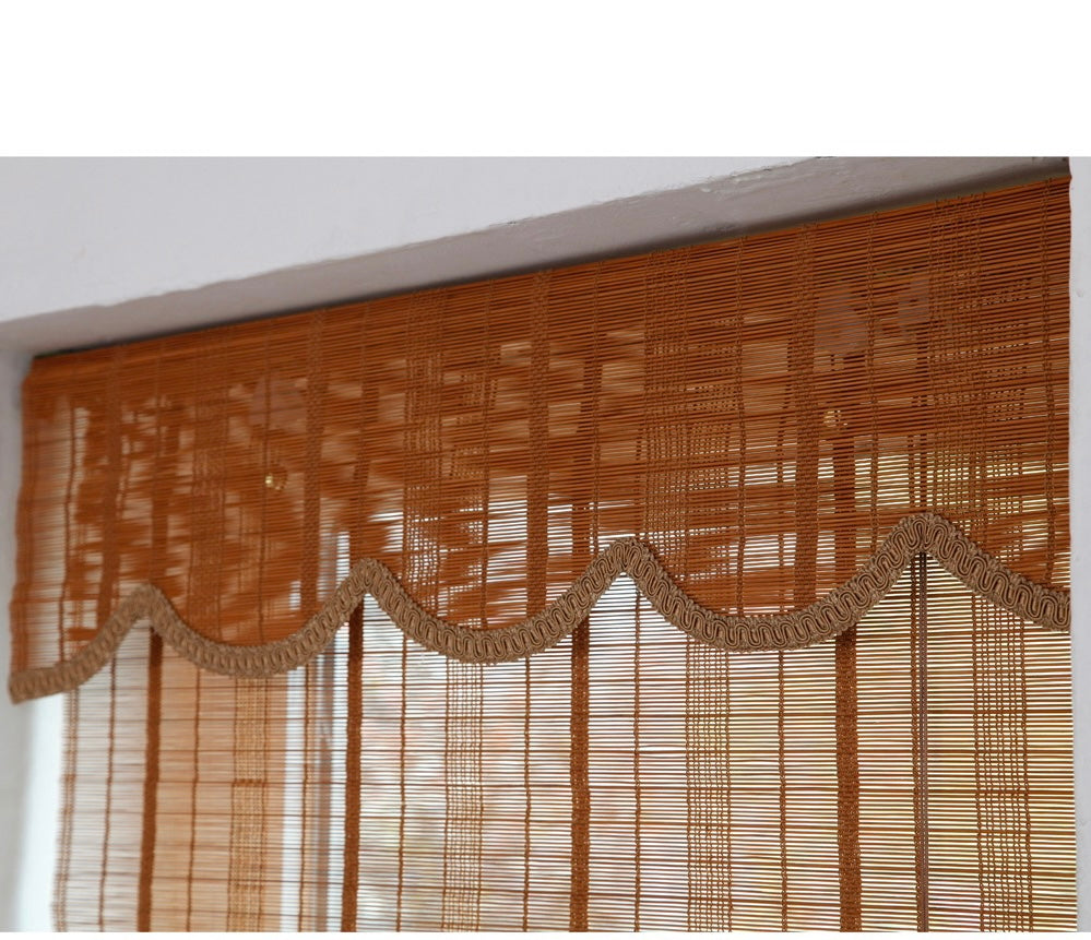 Custom Bamboo Shades with Scallop Valance