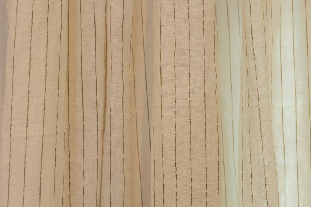 Custom Pure Linen Stripe Curtains – Brown Ticking Stripe 9, One Panel