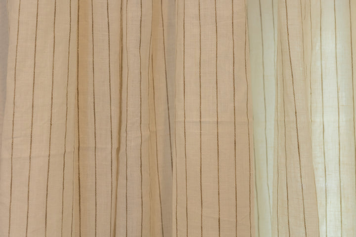 Custom Pure Linen Stripe Curtains – Brown Ticking Stripe 9, One Panel
