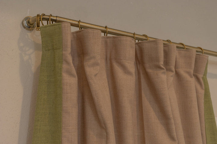 Custom Linen Blend Curtains with Colored Trim, One Panel