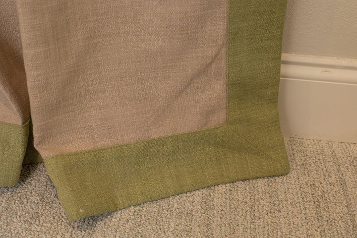 Custom Linen Blend Curtains with Colored Trim, One Panel