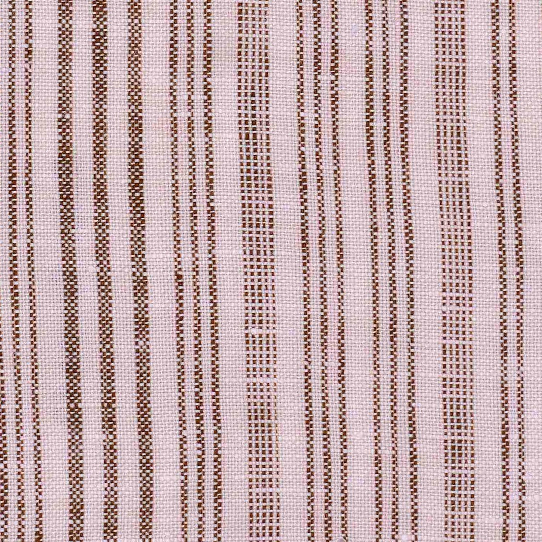 Stripe Brown Melody Pure Linen Fabric Swatch