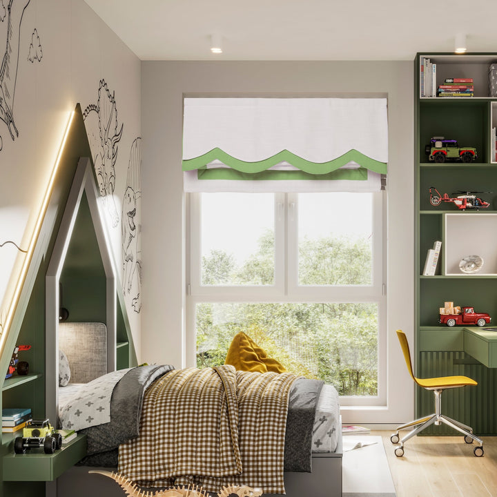 Double Scallop Roman Shades, Nursery favorite