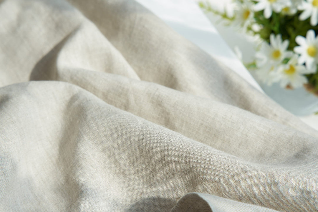 White Natural Linen Roman Shades