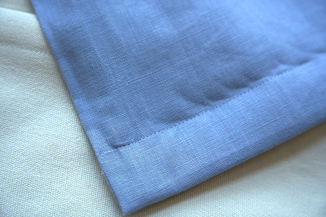 Pale Blue Linen Roman Shades