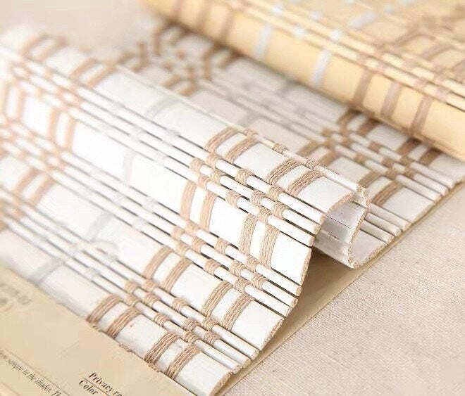 White Roll-up Bamboo Shades