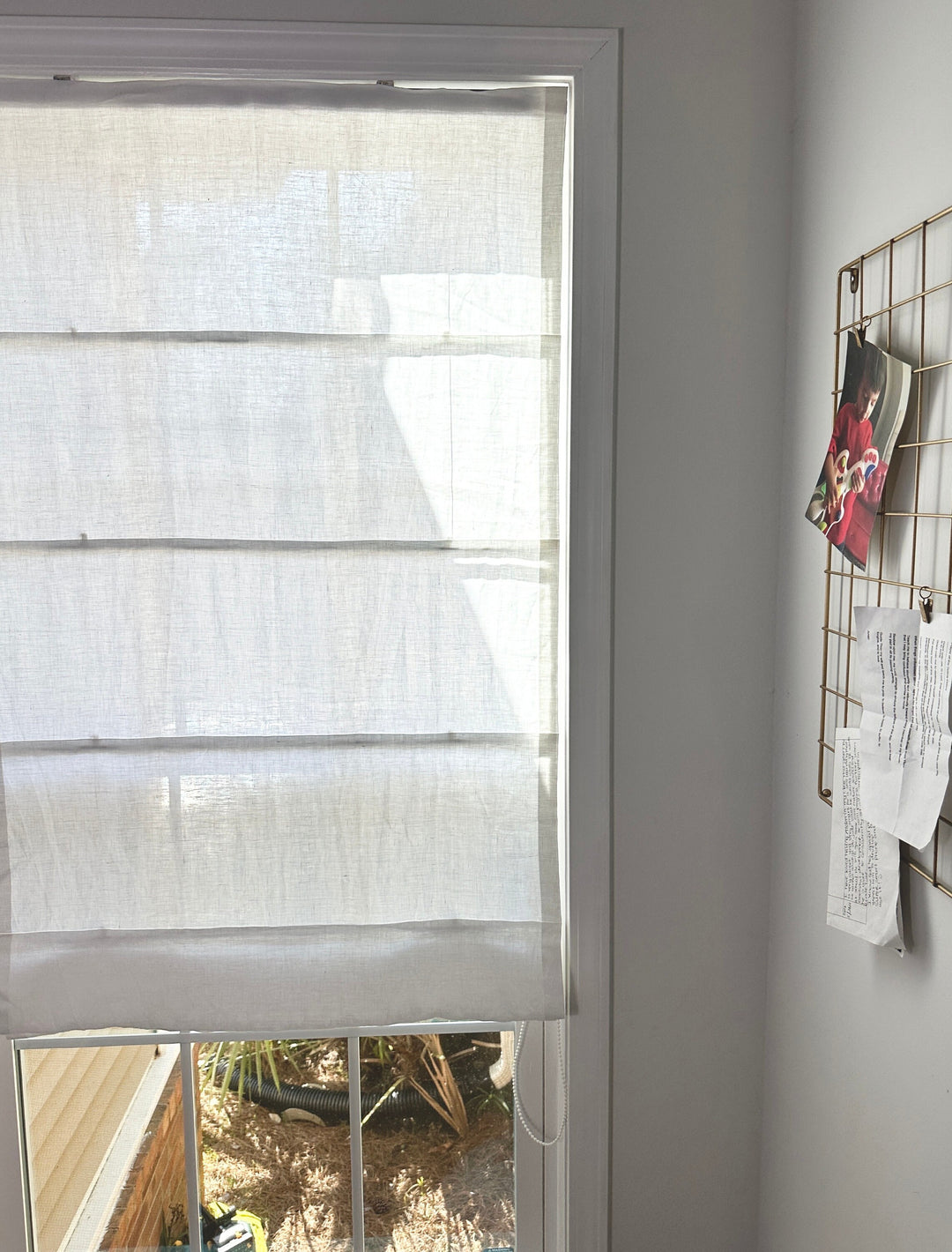 White Natural Linen Roman Shades
