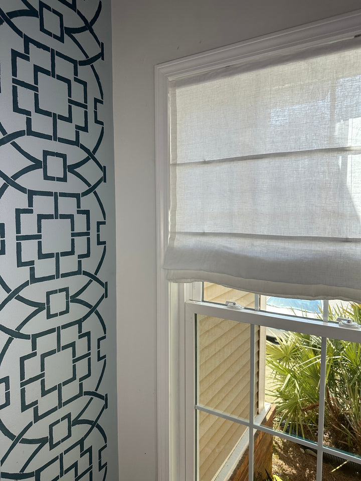 White Natural Linen Roman Shades