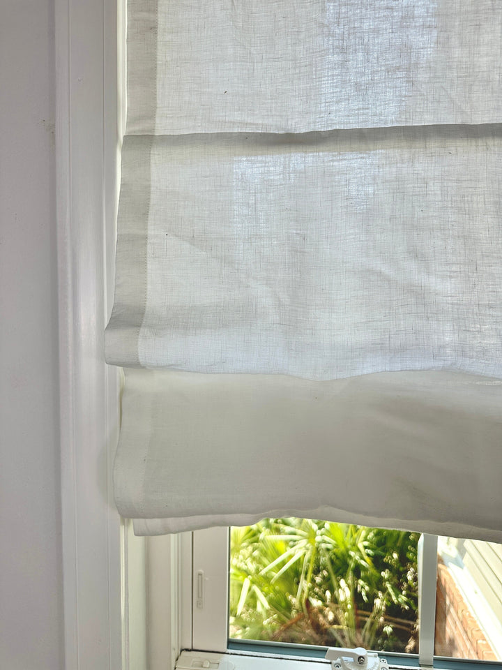 White Natural Linen Roman Shades