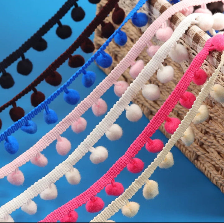 Mid-Heavy Linen Roman Shades with Pom-Poms
