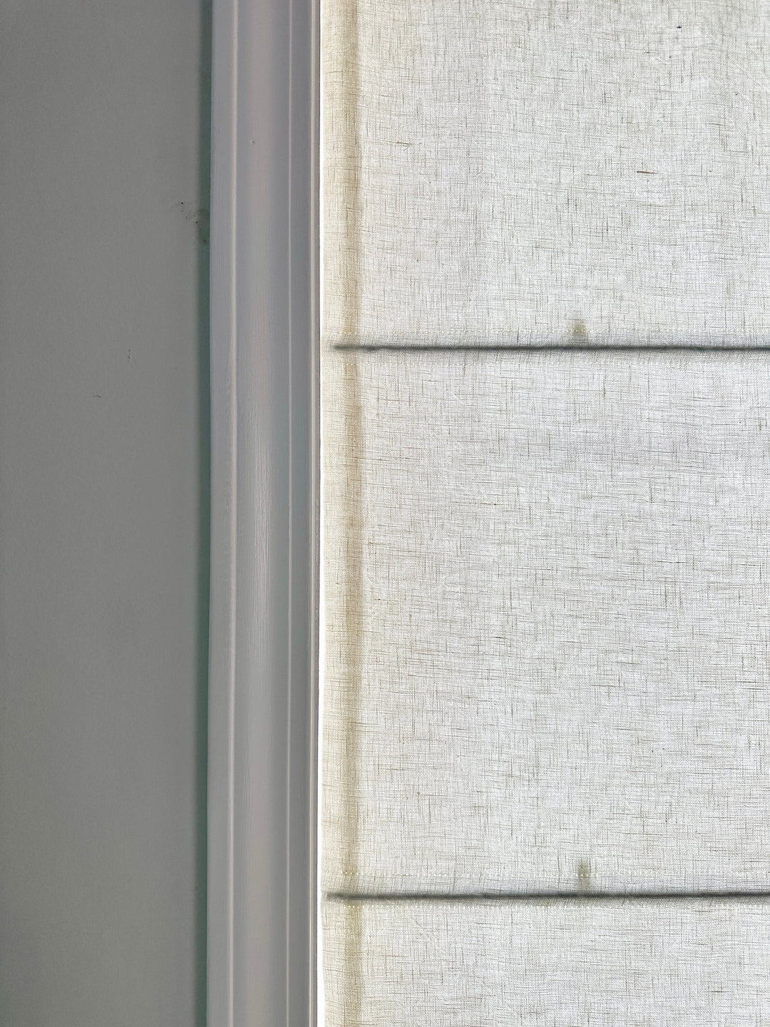 Mid-Heavy Linen Roman Shades with Pom-Poms