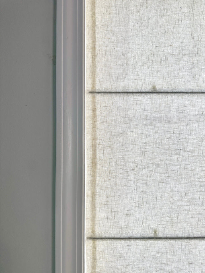 Mid-Heavy Linen Roman Shades with Pom-Poms