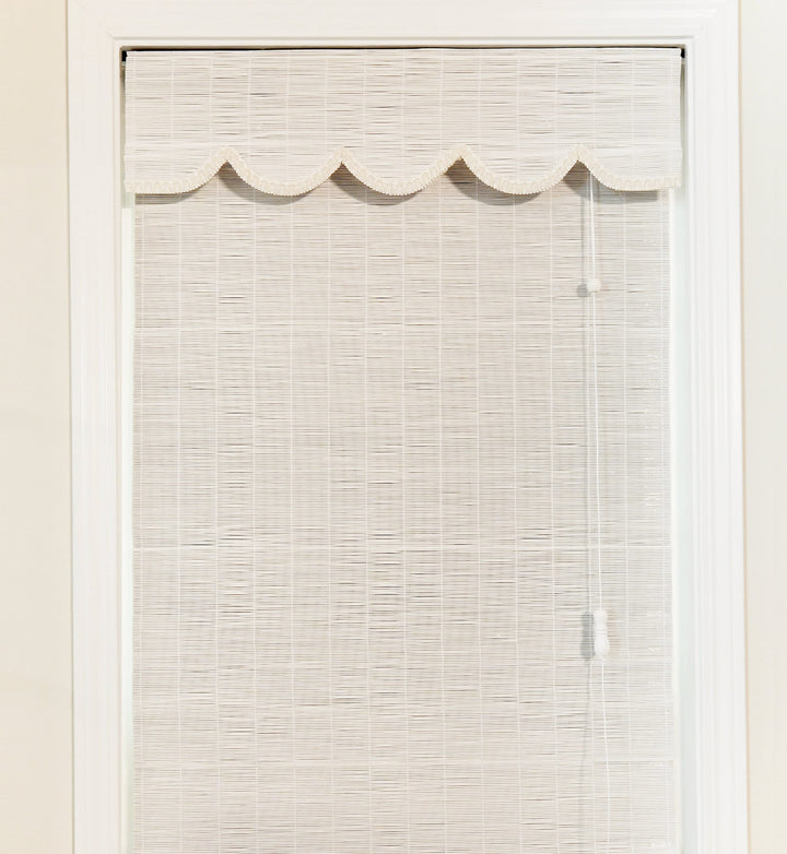 White Bamboo Shades with Scallop Valance