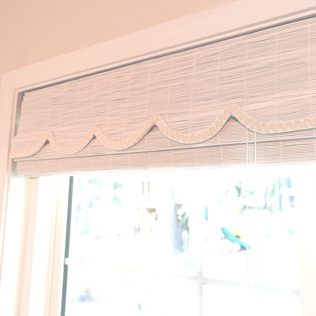 White Bamboo Shades with Scallop Valance