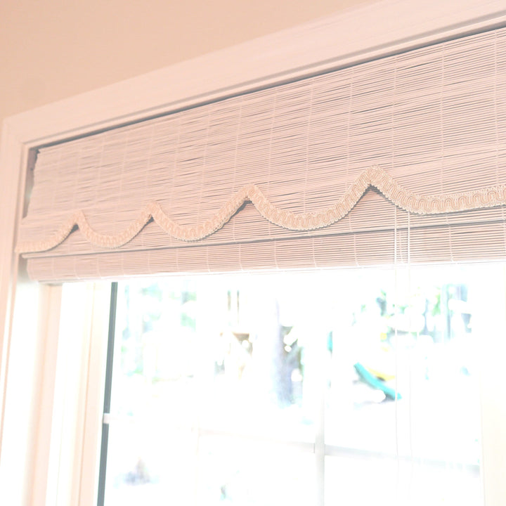 White Bamboo Shades with Scallop Valance