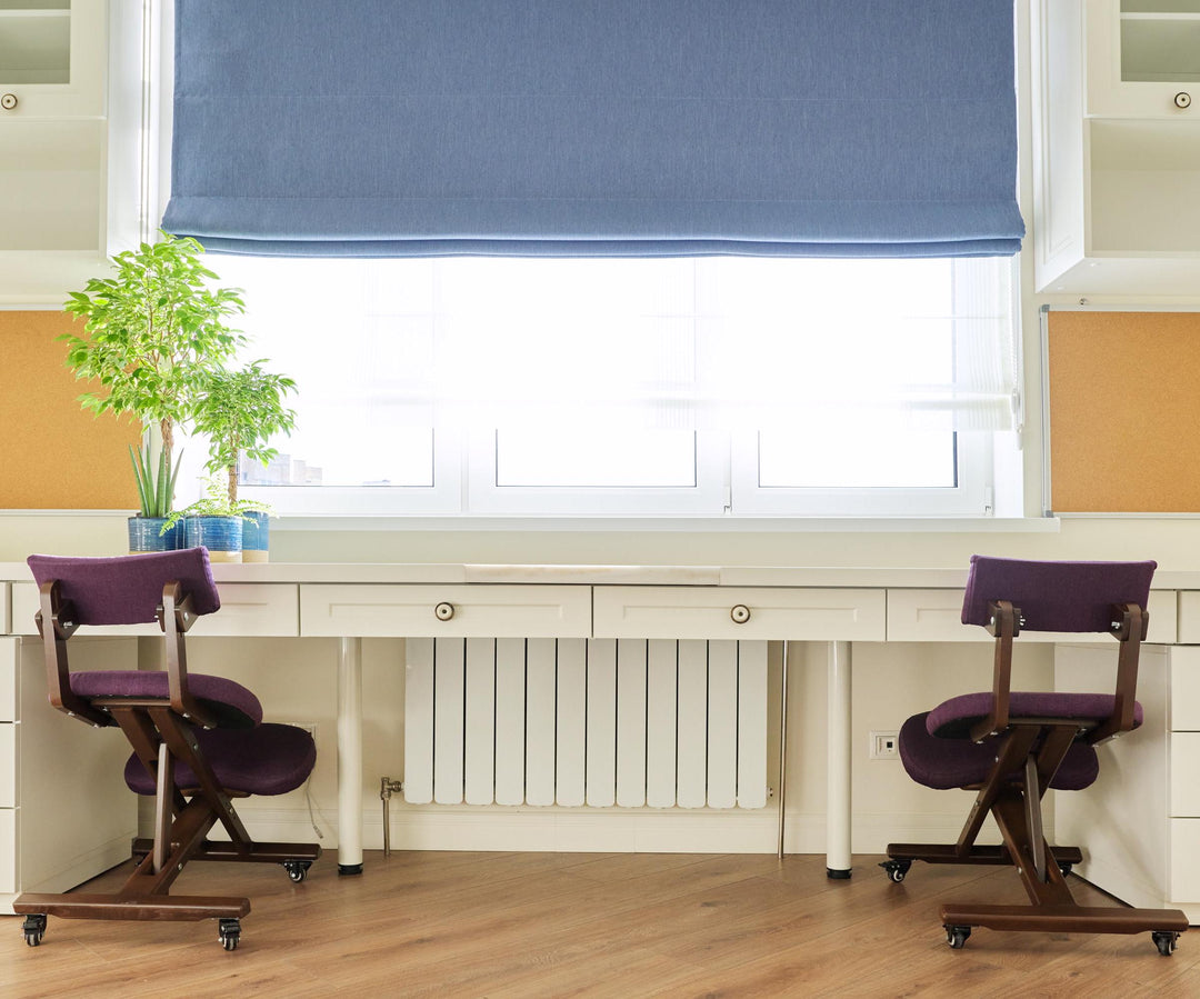 Pale Blue Linen Roman Shades