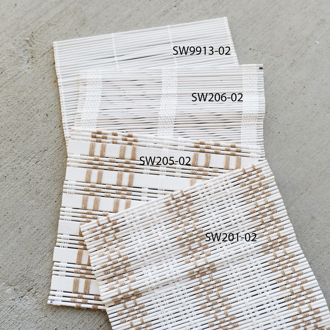White Bamboo Shades with Scallop Valance