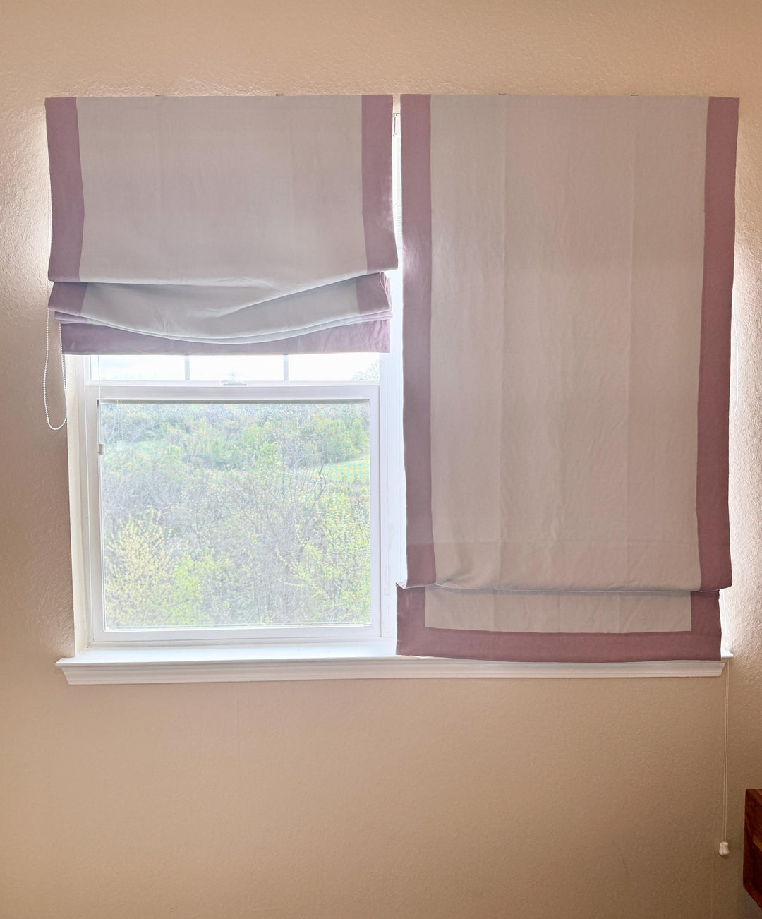 Pure Linen Relaxed Roman Shades, with Wide Side Trim