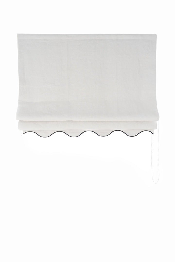 White Scallop and Colored Edge Custom Roman Shades