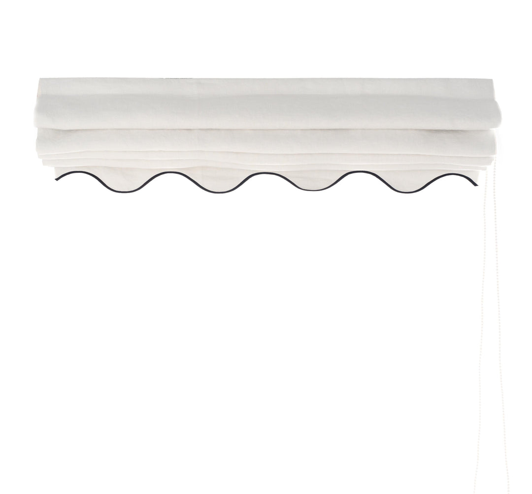 White Scallop and Colored Edge Custom Roman Shades