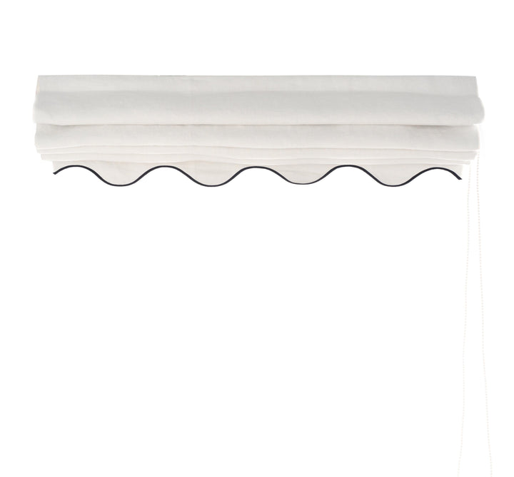 White Scallop and Colored Edge Custom Roman Shades