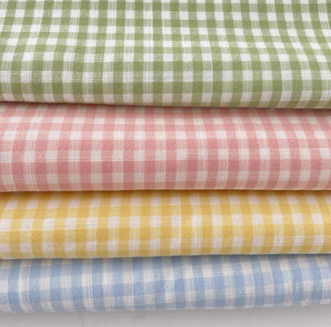Gingham Sage Green Cotton Roman Shades
