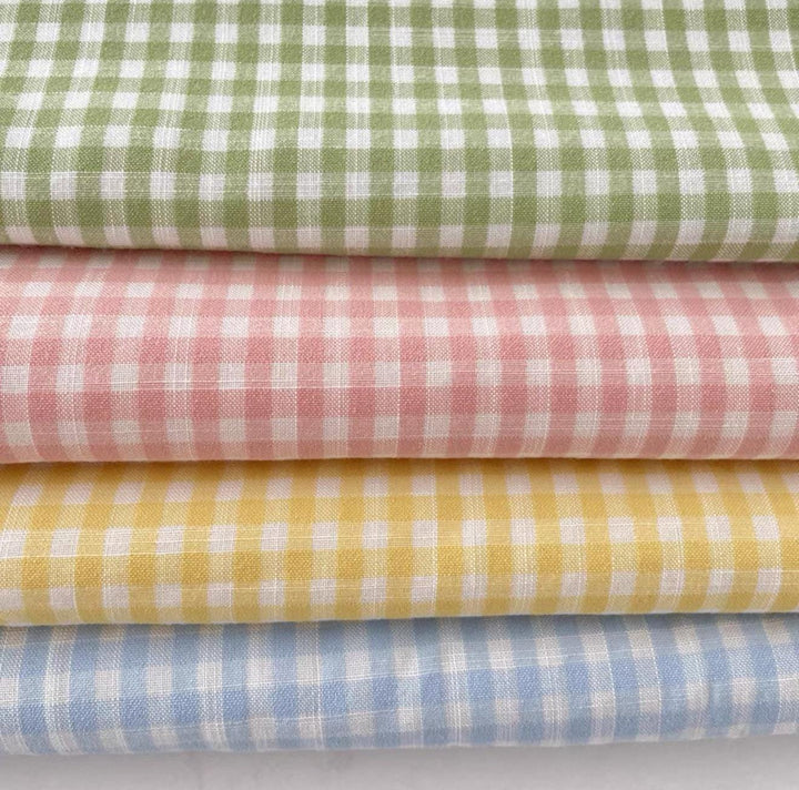 Gingham Sage Green Cotton Roman Shades