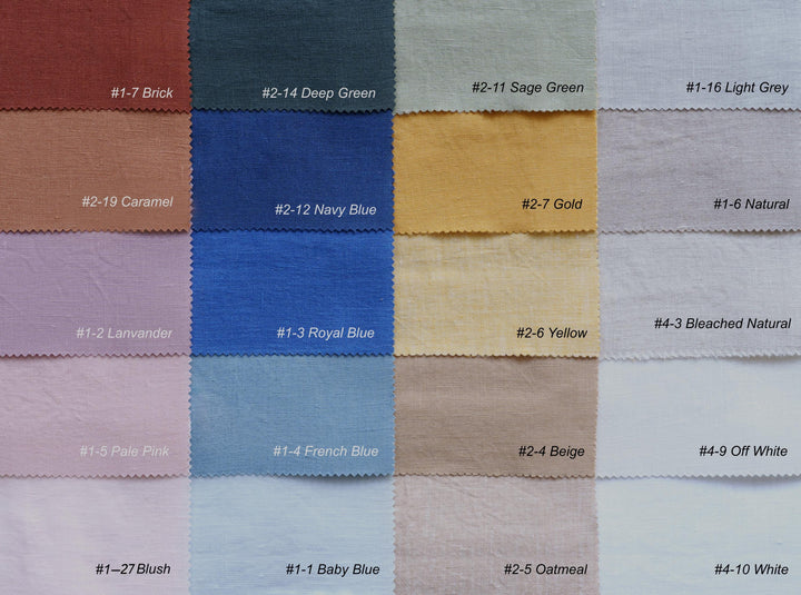 Bleached Natural & Navy Blue Color Block Linen Curtains