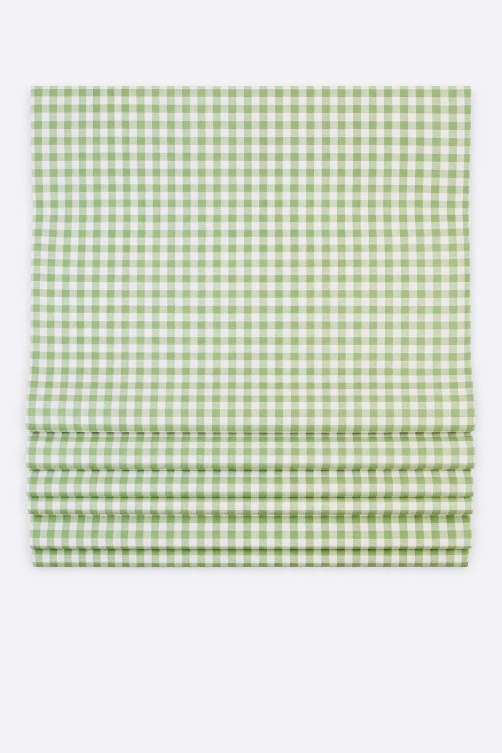 Gingham Sage Green Cotton Roman Shades