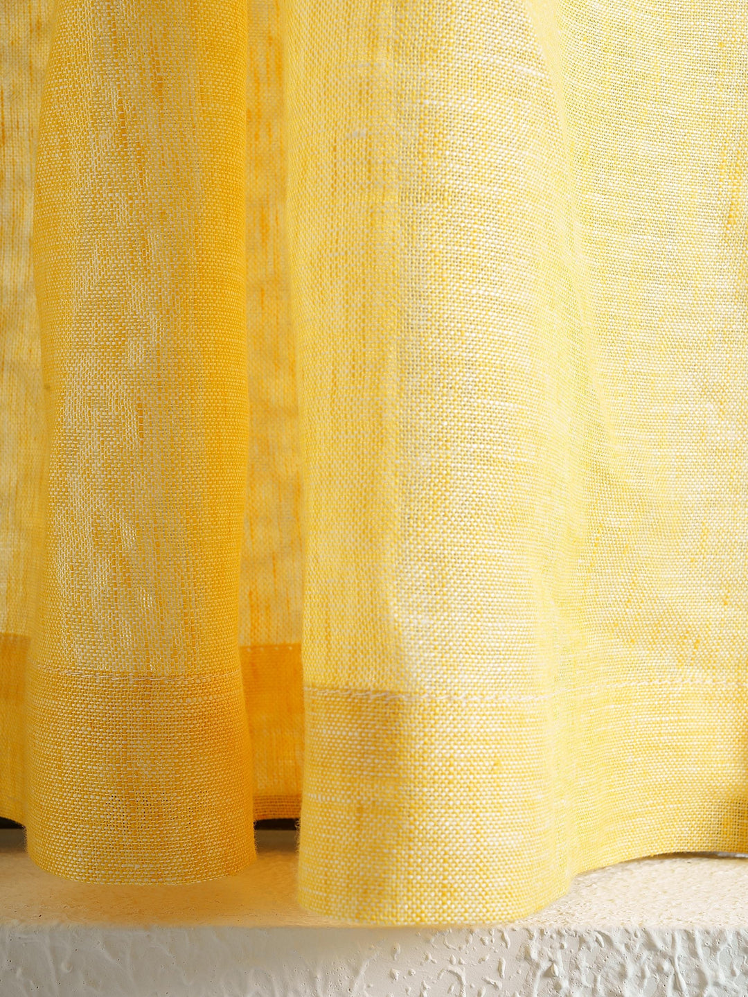 Sheer Linen Cafe Curtains, Gold Blue Stripe Short Kitchen Window Treatment