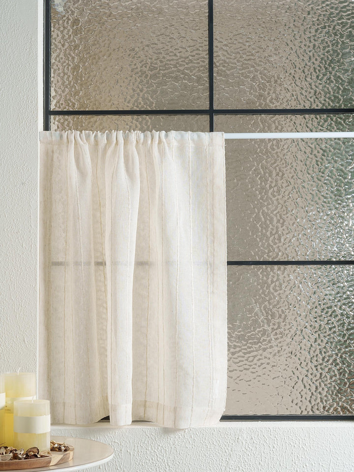 Textured Linen Cotton Blend Cafe Curtains, One Panel