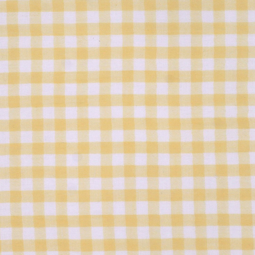 Korea Imported Cotton Yellow Gingham Fabric Swatch