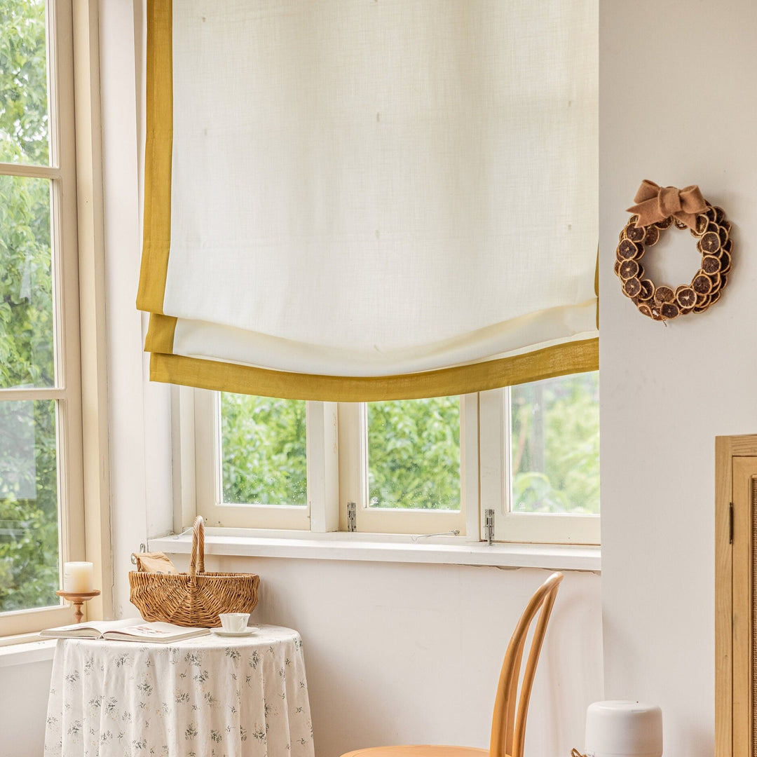 Colored Trim Relaxed Roman Shades