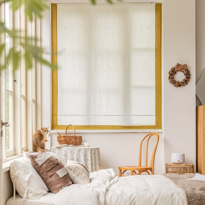 Colored Trim Relaxed Roman Shades